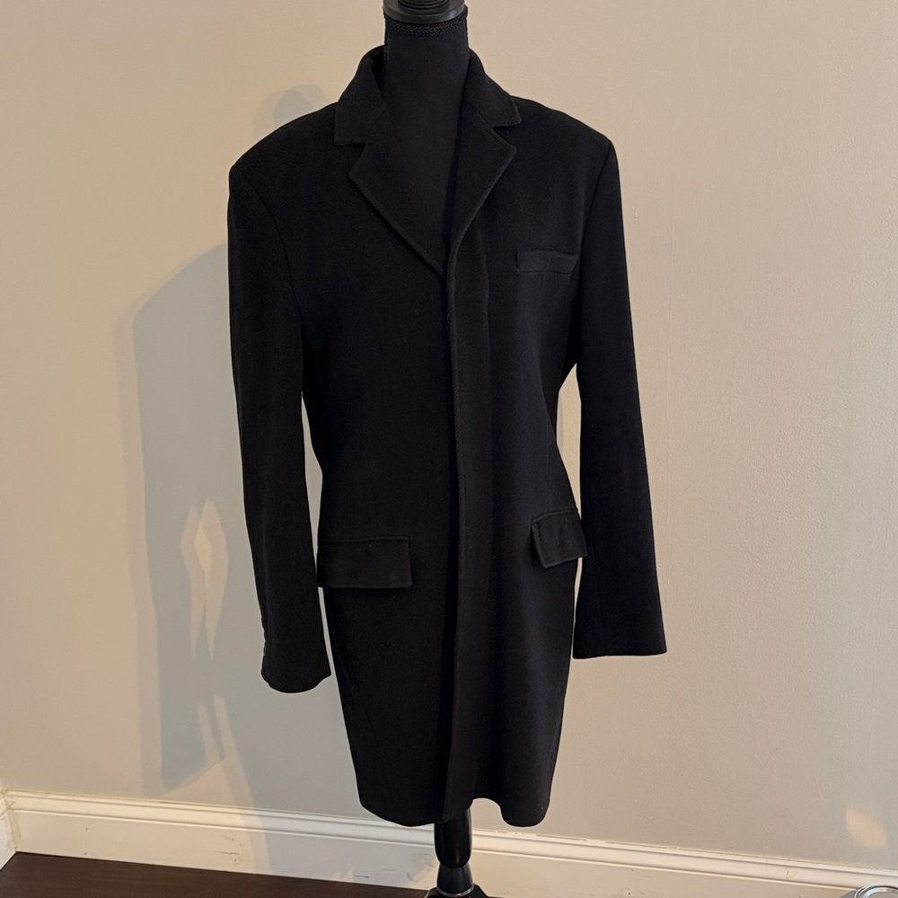 Club Monaco Men's Black Wool Cashmere Overcoat Long Blazer Coat Jacket - Picture 2 of 12